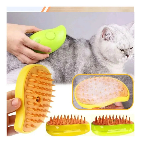 Cepillo A Vapor 3 En 1 Para Mascotas Con Carga Usb Color Verde (clicuc) Ideal Para Masajear, Limpiar Profundamente Y Eliminar El Pelo Suelto De Forma Suave Y Eficaz