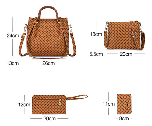 Set 4 Bolsas Mujer Moda Cartera Bandolera Tote Hobo Hombro