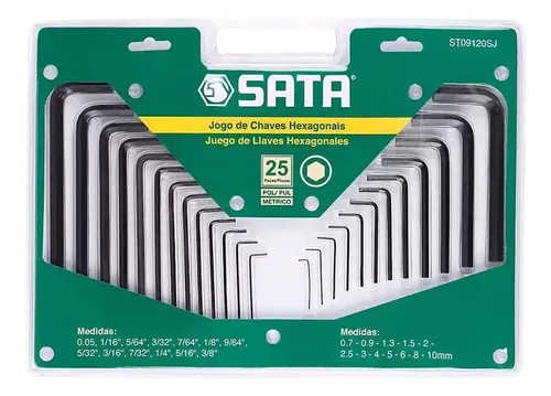 Jogo De Chave Allen Hexagonal 25 Peças St09120sj - Sata - R$ 64,9
