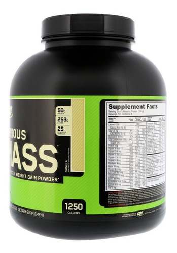 Imagen 3 de 3 de Suplemento en polvo Optimum Nutrition Mass Serious Mass carbohidratos sabor vainilla en pote de 2.72kg