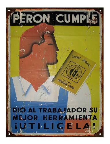 Cartel De Chapa Carnet Sindical Peron Cumple M355