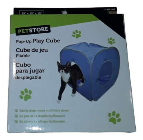 Casa Gatos Mascotas Cubo Plegable 38×38×38cm Azul. St
