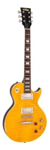 Guitarra eléctrica para zurdo Vintage Icon Series V100 de caoba distressed lemon drop con diapasón de palo de rosa