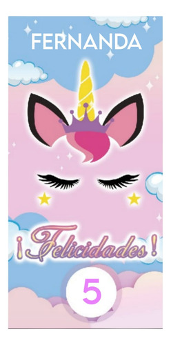 Paquete Fiesta Lona Cumpleaños Unicornio Pestañas 15 Niñas Multicolor Lisa Unicornio Pestañas
