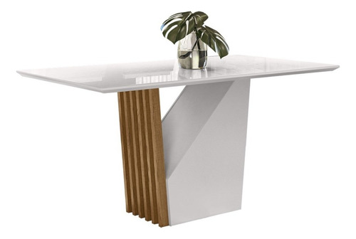 Mesa De Jantar 6 Lugares 160cm Venetti N02 Ypê/off White - M