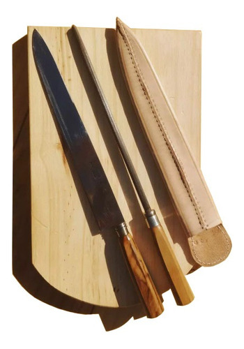 Juego De Cuchillo Y Chaira Solingen Olivo Hoja 26cm