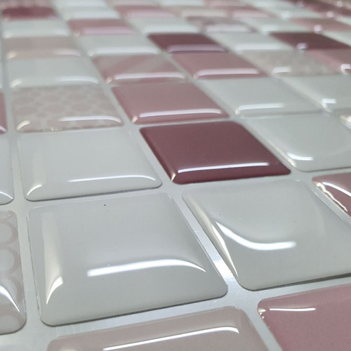 Pastilha Adesiva Resinada Kipastilha Cod A237 Cor Rosa, Branco