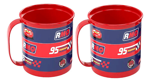 Kit 2 Caneca Giratória Relâmpago Mcqueen Xícara Plástica