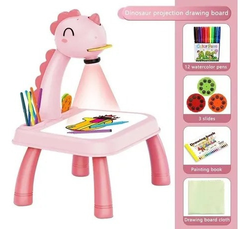 Mesa Projetor De Pintura Infantil Com Apagador Cor Rosa