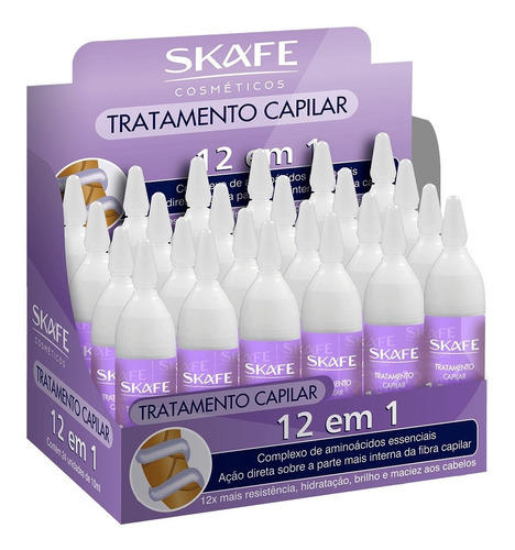 Ampola Tratamento Capilar Skafe 12 Em 1 C/ 24 Un Wxz