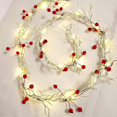 Ramas De Nieve Cadena De Luces Twined Red Berry 6ft 20l...