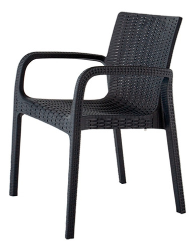 Silla Tipo Rattan De Comedor Terraza, Polipropileno Durable Estructura De La Silla Negro