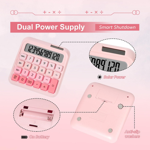 Calculadora De Interruptor Mecánico Exlliy, 12 Dígitos, Lcd