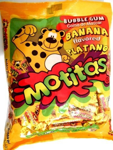 Motitas Bubble Gum Plátano Flavored Mexican Candy 50 Pieza P