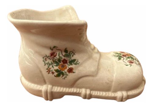 Botín De Porcelana Blanca Con Flores 16 Cm