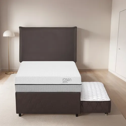 Diván Cama Pratta 1,5 Plazas + Respaldo Maurice Chocolate