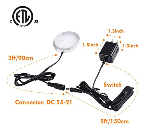 Luz Led Tipo Disco Lvyinyin Para Colocar Debajo Del Armario,