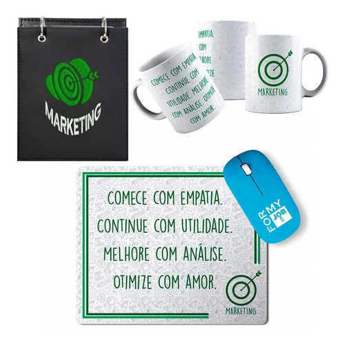 Kit Simbolo Profissional Marketing Bloco + Mousepad + Caneca