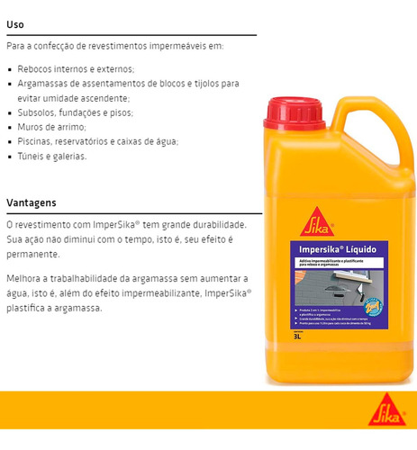 Aditivo Para Impermeabilizar Argamassas Impersika