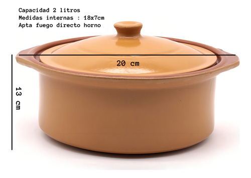 Olla Con Tapa Cerámica Vitrificada Corzana 2litros