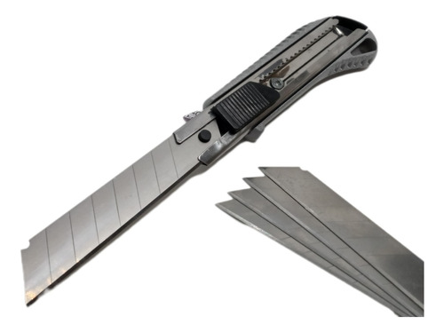 Cutter/exacto/cuchillo Cartonero Metálico + 5 Repuestos 