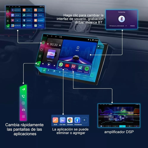 Auto Estereo Pantalla Carplay 10 Pulgadas Android Con Bt Gps