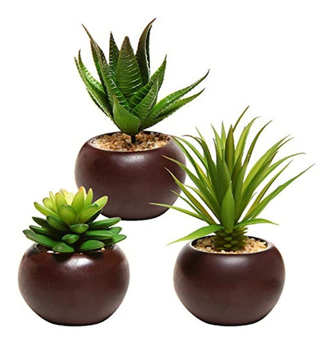 Mini Plantas Suculentas En Maceta Artificiales, Juego De 3