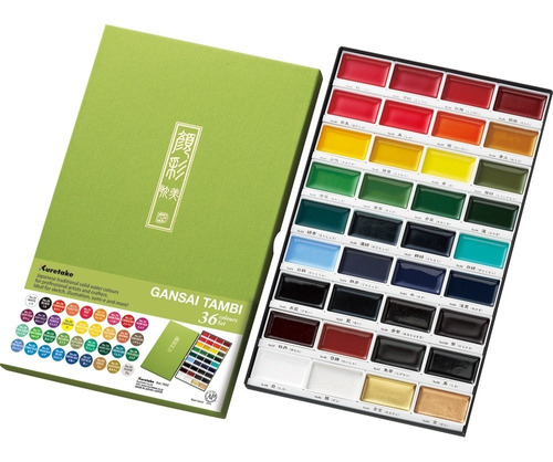 Imagen 1 de 2 de Acuarelas Kuretake Gansai Tambi Set 36 Colores