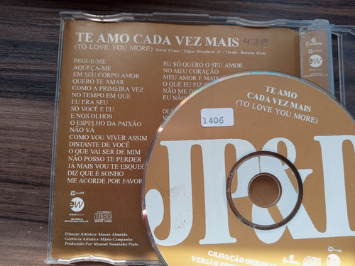 Cd Single João Paulo E Daniel Te Amo Cada Vez Mais (Usado)