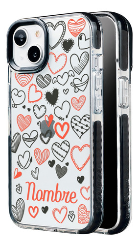 Funda Para iPhone Corazones Personalizada Con Nombre