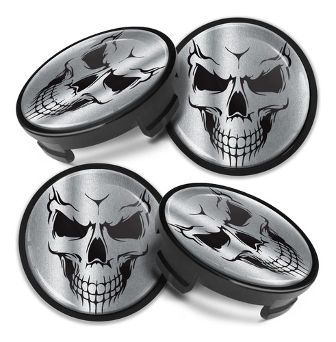 Para Tapa Buje Ford Rueda Cubo Cubierta In Skull Silver Logo