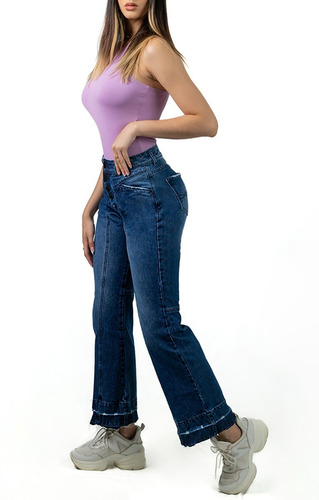 Jeans Dama Wide Leg Rigido