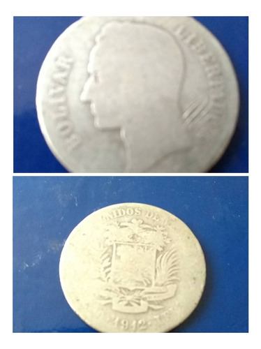 Moneda De 2 Bolívares Año 1912 Plata