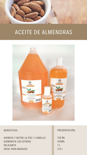 Aceites Coporales De Almendras, Coco Y Mas De Litro