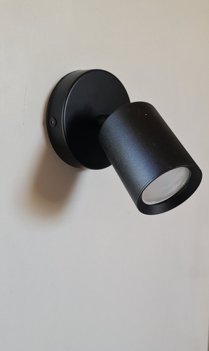 Lampara Foco Dirigible Negro Gu10 + Enchufe + Interruptor