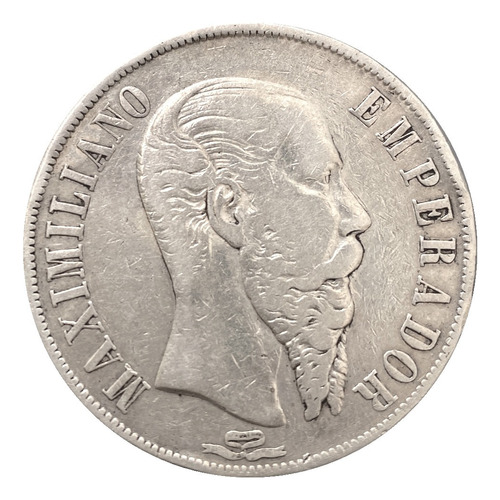 Moneda Un Peso Maximiliano Plata Original 1866 Mo 