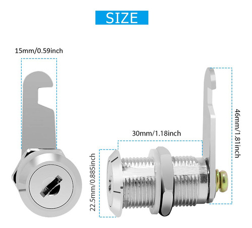Juego De 10 Cerraduras De Leva Con Llave 30 Mm Aleación De Z