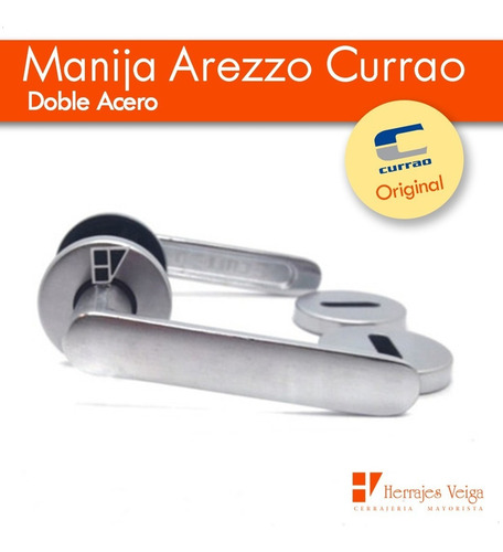 Imagen 2 de 7 de Manija Arezzo Doble Acero Picaporte Currao Puerta Full
