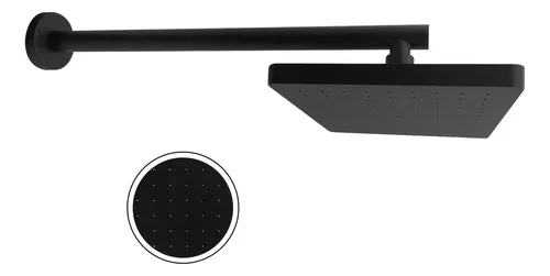 Ducha Rectangular Negra Abs + Brazo Negro Metal C485