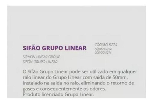 Sifão Ralo Linear Vertical Pvc Saída 50mm Novii Ralo Linear