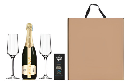 Chandon Extra Brut + 2 Copas + Chocolate + Estuche De Cartón