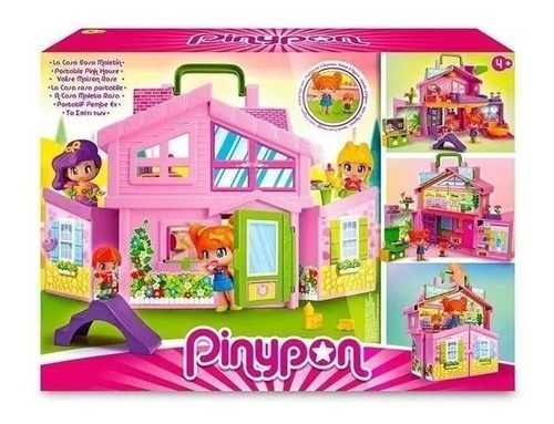 Pinypon Casa En Maletin Rosa C/ 2 Figuras + Accesorios Viaje