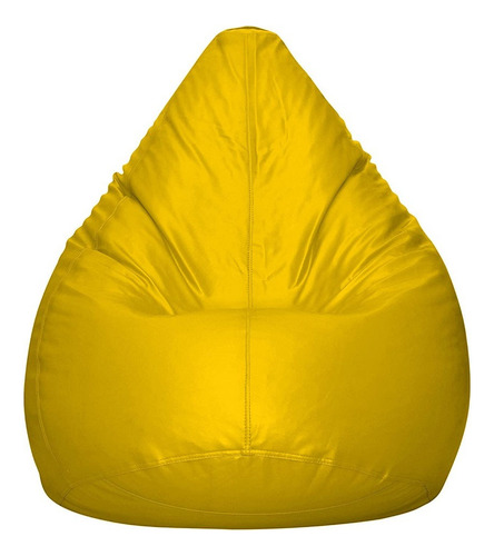 Puff Pêra Couro Sintético Almofadão Gigante C/ Enchimento Cor Amarelo Cheio