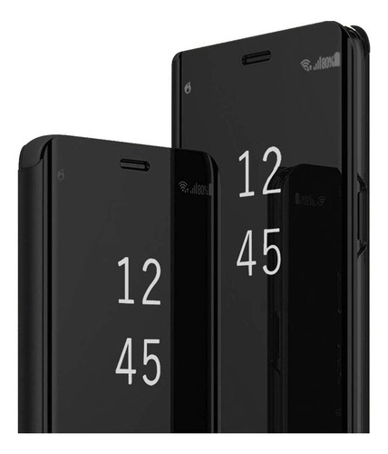 Funda Para Samsung A16 Clear View + Vidrio Full 9d C/huella Negro