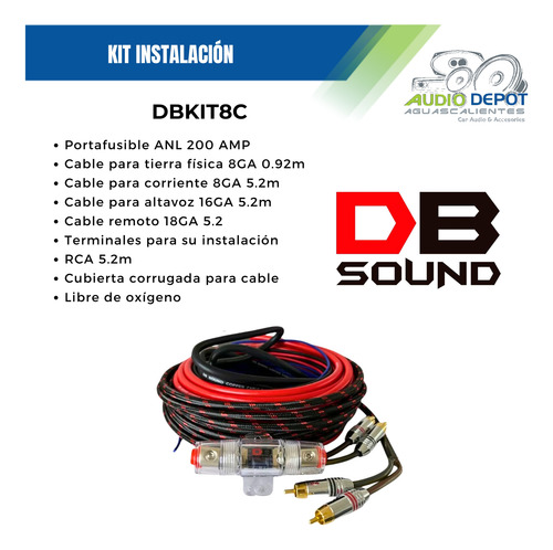 Kit De Instalación Cal 8 100% Cobre Db Sound Dbkit8c