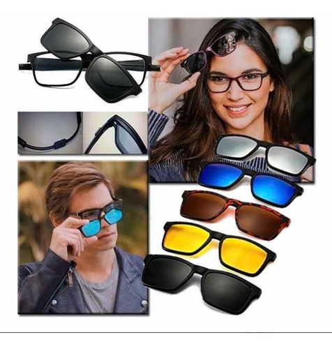 Lentes De Sol Imantados 5 En 1 Uv400 Hombre Y Mujer