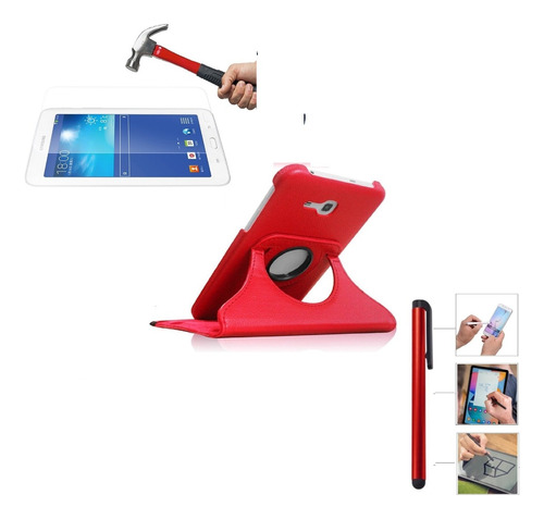 Funda + Mica Vidrio + Lápiz Samsung Tab 3 Lite Sm-t110 T111