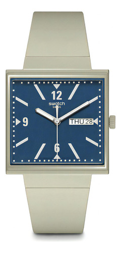 Reloj Swatch What If Beige? Para Mujer De Plástico So34t700 Color de la malla Beige Color del fondo Azul
