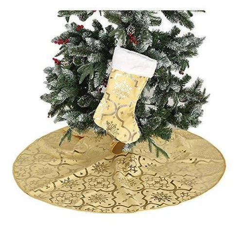 Poise3ehome Tree Skirt 48 Pulgadas Oro Christmas Tree Vbc59