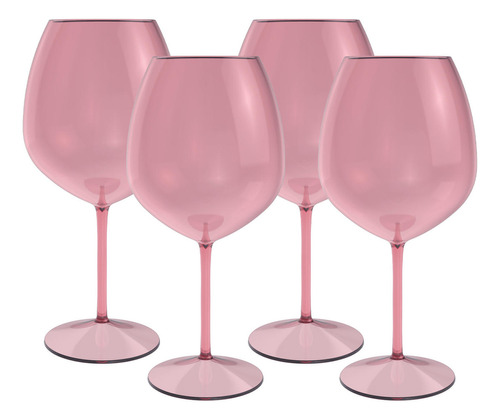 Pack 4 Copas Vino Rosadas Color Rosa